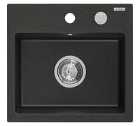 Mexen Milo évier de cuisine en granit à 1 bac 435 x 410 mm, noir/métallique doré, siphon chromé - 6505441000-75 3820 5907709194045
