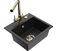 Mexen Milo évier en granit 1 bac avec robinet de cuisine Duero, noir/argent métallisé - 6505-73-671600-50 17222 5905315023438