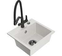 Mexen Milo évier en granit 1 bac avec robinet de cuisine Duo, blanc - 6505-20-671701-70-B 22633 5905315048455