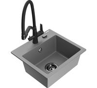 Mexen Milo évier en granit 1-bac avec robinet de cuisine Duo, gris - 6505-71-671701-70-B 22643 5905315049117