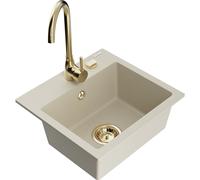 Mexen Milo évier en granit 1 bac avec robinet de cuisine Telma, beige - 6505-69-670200-50 18053 5905315014429