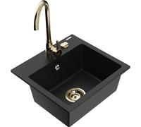 Mexen Milo évier en granit 1 bac avec robinet de cuisine Telma, noir - 6505-77-670200-50 6205 5907709189676