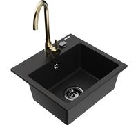 Mexen Milo évier en granit 1 bac avec robinet de cuisine Telma, noir - 6505-77-670200-50-B 18066 5905315014559