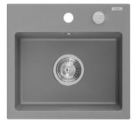 Mexen Milo évier en granit à 1 bac 435 x 410 mm, gris, siphon chromé - 6505441000-71 3813 5907709194021