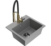 Mexen Milo Évier en granit à 1 bac avec mitigeur de cuisine Aster, gris - 6505-71-73450-57-B 19000 5905315044358