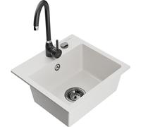 Mexen Milo évier en granite 1 bac avec robinet de cuisine Telma, blanc - 6505-20-670200-70 18051 5905315014405