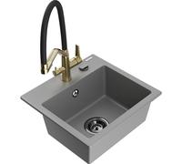 Mexen Milo évier granit 1 bac avec robinet de cuisine Duo, gris - 6505-71-671701-57-B 22642 5905315049056
