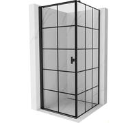 Mexen Mist-B cabine de douche pivotante gauche 80 x 80 cm, grille noire, noire - 8A2T-080-080-70-77-L 78727 5905315669360