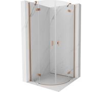 Mexen Mist cabine de douche demi-circulaire pivotante 90 x 90 cm, transparent, cuivre brossé - 8A33-090-090-65-00 77761 5905315673732