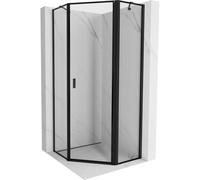 Mexen Mist cabine de douche pentagonale à charnière droite 100 x 100 cm, cadre noir, noir - 8A8-100-100-70-70-P 77406 5905315663818
