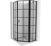 Mexen Mist cabine de douche pentagonale à charnière droite 80 x 80 cm, grille noire, noir - 8A8-080-080-70-77-P 77407 5905315663917