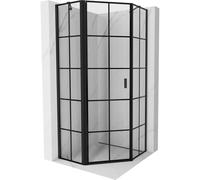 Mexen Mist cabine de douche pentagonale pivotante gauche 100 x 100 cm, grille noire, noire - 8A8-100-100-70-77-L 77393 5905315663900