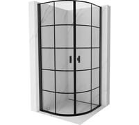 Mexen Mist cabine de douche semi-circulaire battante 80 x 80 cm, grille noire, noire - 8A31-080-080-70-77 78473 5905315956729