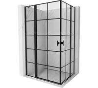 Mexen Mist Duo cabine de douche pivotante 120 x 100 cm, grille noire, noir - 8A4-120L-100P-70-77 72198 5905315605399
