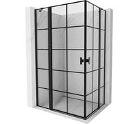 Mexen Mist Duo cabine de douche pivotante 120 x 90 cm, grille noire, noire - 8A4-120L-090P-70-77 72187 5905315605283
