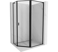 Mexen Mist L cabine de douche pentagonale asymétrique à battant droit 90 x 80 cm, cadre noir, noire - 8A8L-090-080-70-70-P 77960 5905315664556