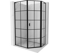 Mexen Mist L cabine de douche pentagonale asymétrique à charnière droite 90 x 100 cm, grille noire, noire 78003 5905315664792
