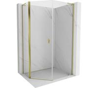 Mexen Mist L cabine de douche pentagonale asymétrique pivotante 80 x 100 cm, transparent, dorée - 8A8L-080-100-50-00 77592 5905315664150