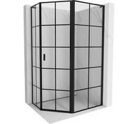Mexen Mist L cabine de douche pentagonale asymétrique pivotante droite 100 x 80 cm, grille noire, noir - 8A8L-100-080-70-77-P 77993 5905315664747