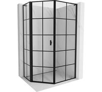Mexen Mist L cabine de douche pentagonale asymétrique pivotante gauche 80 x 100 cm, grille noire, noir - 8A8L-080-100-70-77-L 77984 5905315664693
