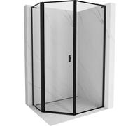 Mexen Mist L cabine de douche pentagonale asymétrique pivotante gauche 90 x 100 cm, cadre noir, noir - 8A8L-090-100-70-70-L 77955 5905315664525
