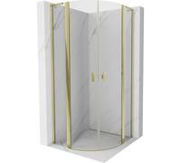 Mexen Mist L cabine de douche quart de cercle pivotante 80 x 80 cm, transparent, or - 8A32L-080-080-50-00 78329 5905315673411