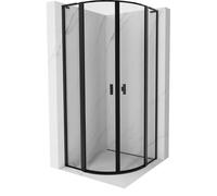 Mexen Mist L cabine de douche semi-circulaire pivotante 90 x 90 cm, cadre noir, noir - 8A32L-090-090-70-70 78450 5905315673541