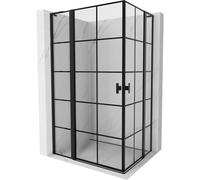Mexen Mist L Duo cabine de douche pivotante 100 x 90 cm, grille noire, noire - 8A4L-100L-090P-70-77 72016 5905315607287