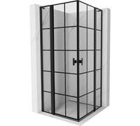 Mexen Mist L Duo cabine de douche pivotante 110 x 110 cm, grille noire, noir - 8A4L-110L-110P-70-77 72058 5905315607485