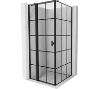Mexen Mist T cabine de douche pivotante gauche 100 x 100 cm, grille noire, noir - 8A4T-100-100-70-77-L 71438 5905315599186