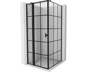 Mexen Mist T cabine de douche pivotante gauche 75 x 75 cm, grille noire, noir - 8A4T-075-075-70-77-L 71202 5905315598585