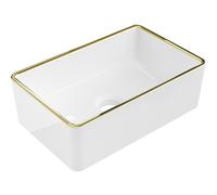Mexen Nadia lavabo à poser 36 x 23 cm, blanc/or bord - 21613605 21924 5907709157330