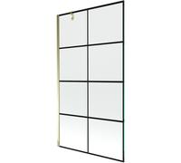 Mexen Next pare-douche à 1 volet 100 x 150 cm, quadrillage noir, or - 895-100-000-00-77-50 20360 5905315136213