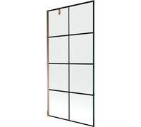 Mexen Next paroi de douche 1 volet 90 x 150 cm, grille noire, or rose - 895-090-000-00-77-60 20356 5905315136268