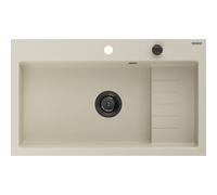 Mexen Omar évier en granit 1 bac 800 x 480 mm, beige, siphon noir - 6520801005-69-B 31154 5905315236548