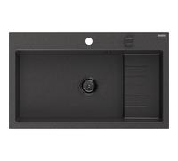 Mexen Omar évier en granit 1 bac 800 x 480 mm, noir moucheté, siphon noir - 6520801005-76-B 31162 5905315236586