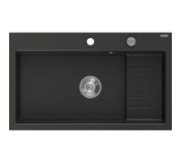 Mexen Omar évier en granit 1 cuve 800 x 480 mm, noir/or métallique, siphon chromé - 6520801005-75 31059 5905315070937