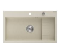 Mexen Omar évier en granit à 1 bac 800 x 480 mm, beige, siphon chromé - 6520801005-69 29317 5905315070906