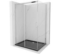 Mexen Omega cabine de douche coulissante 100 x 80 cm, transparent, chromé + bac à douche plat, noir - 825-100-080-01-00-4070 13510 5907709166363