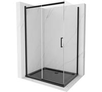 Mexen Omega cabine de douche coulissante 100 x 90 cm, transparent, noir + bac à douche plat, noir - 825-100-090-70-00-4070B 13520 5907709166417
