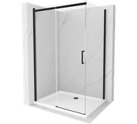 Mexen Omega cabine de douche coulissante 100 x 90 cm, transparent, noir + receveur Flat, blanc - 825-100-090-70-00-4010B 13549 5907709167346