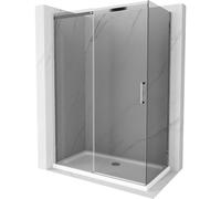 Mexen Omega cabine de douche coulissante 130 x 70 cm, graphite, chromé + receveur Flat, blanc - 825-130-070-01-40-4010 13539 5907709167636