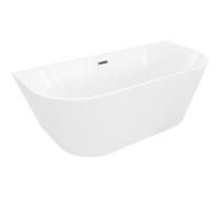 Mexen Oris baignoire autoportante murale cannelée 150 x 75 cm, blanche, trop-plein gun gray brossé - 52871507500-66 76791 5905315623232