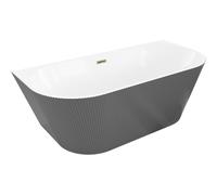 Mexen Oris baignoire autoportante murale cannelée 170 x 80 cm, blanche/grise, trop-plein doré - 52871708062-50 77272 5905315623591