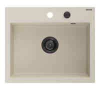 Mexen Oscar évier en granit 1 bac 580 x 490 mm, beige, siphon noir - 6519581000-69-B 29297 5905315236470