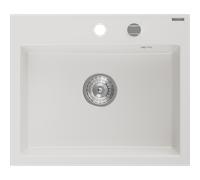 Mexen Oscar évier en granit 1 bac 580 x 490 mm, blanc, siphon chromé - 6519581000-20 29240 5905315070821