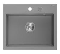 Mexen Oscar évier en granit 1 bac 580 x 490 mm, gris, siphon chrome - 6519581000-71 29246 5905315070845