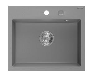 Mexen Oscar évier en granit 1 bac 580 x 490 mm, gris, siphon chrome - 6519581000-71 29246 5905315070845