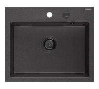 Mexen Oscar évier en granit 1 bac 580 x 490 mm, noir moucheté, siphon noir - 6519581000-76-B 29307 5905315236517