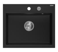 Mexen Oscar évier en granit 1 bac 580 x 490 mm, noir, siphon chrome - 6519581000-77 29259 5905315070883